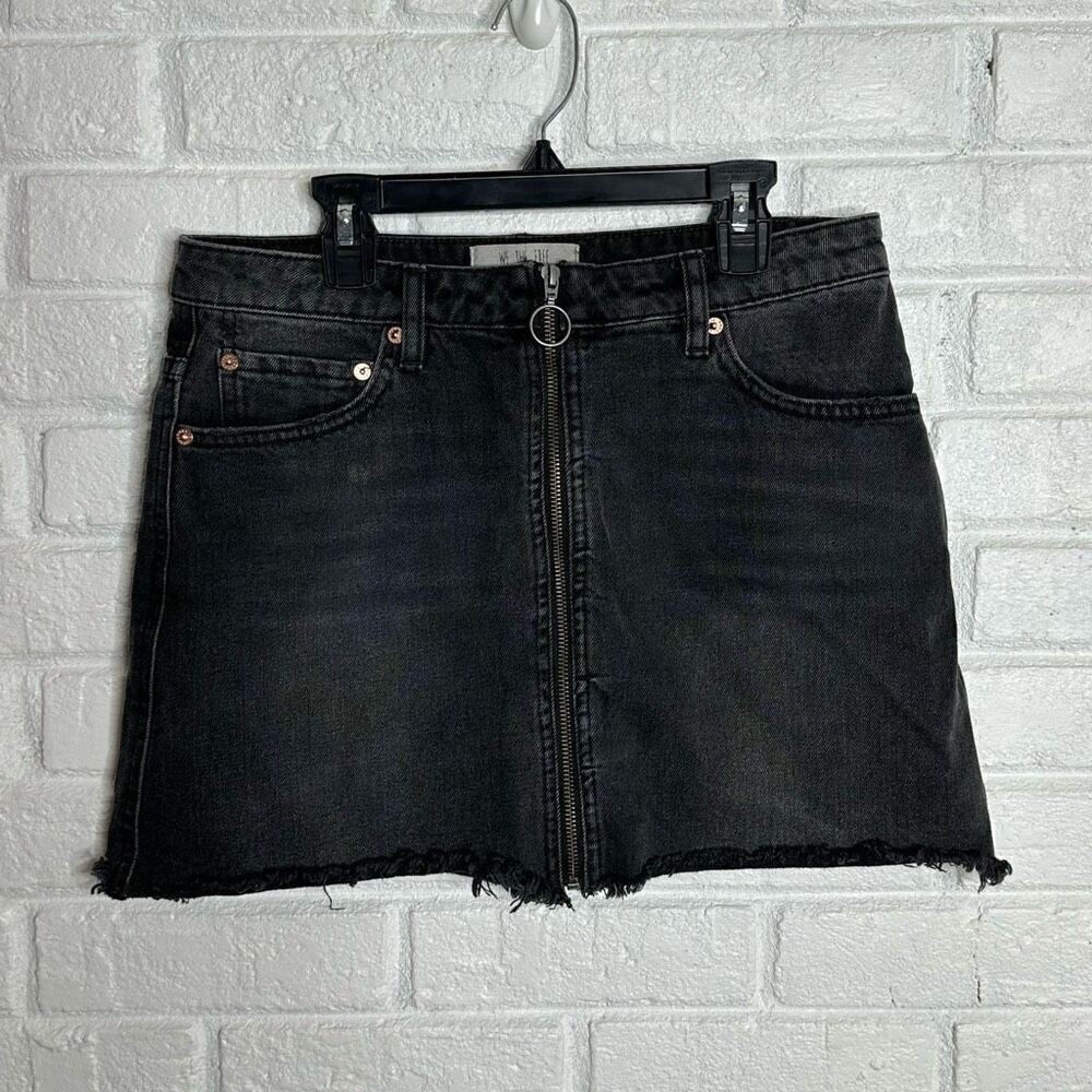 We The Free Free People Haven Zip It Up Mini Skirt Gray‎ Black size 28